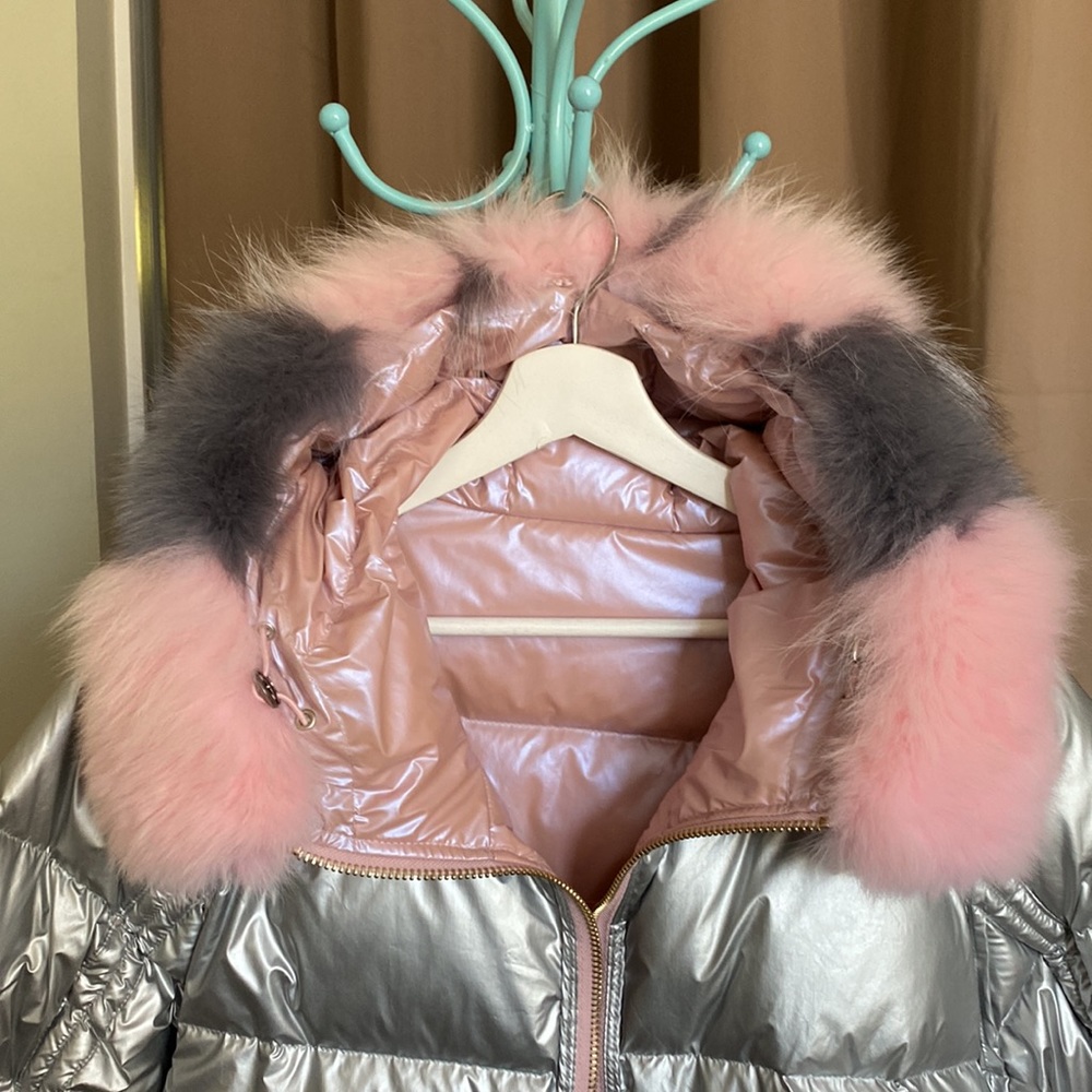 Reversible Down Jacket With Detachable Two Colore… - image 2